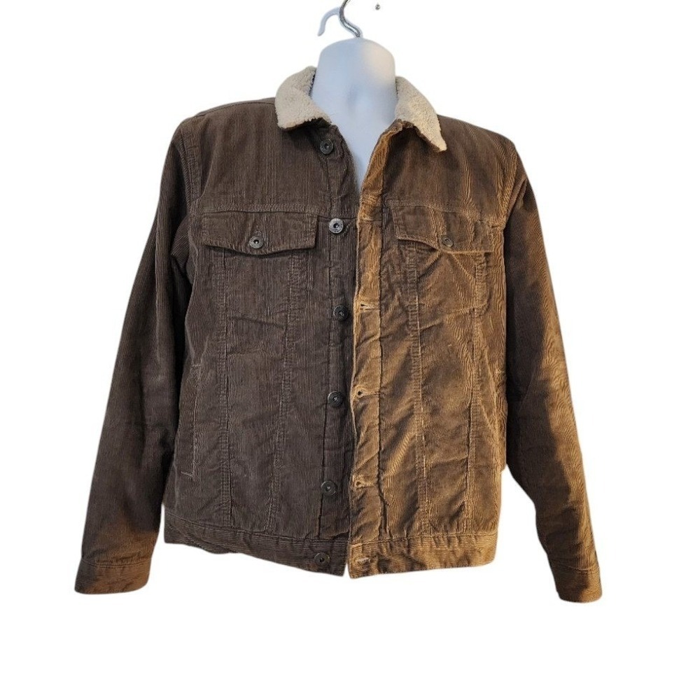 Soul Star England Corduroy Sherpa Jacket Mens Medium Brown Workwear Coat